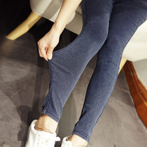 Summer slim fit large size 200 catty waist display slim high waist beating underpants female outside wearing elastic tight fit soft denim trousers