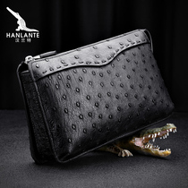 Hanrand Ostrich Leather Mens Bag Luxury Brands Wallet New Light Lavish Business Leather Bag Genuine Leather Mens Hands With Handbags