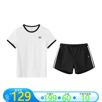 Anta official website flagship two-piece womens clothing 2021 summer new sports suit running sports T-shirt shorts for women