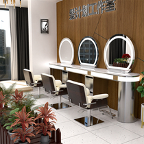 Hair salon special led with lamp wireless filling table barber shop mirror table cabinet one desktop double-sided hair mirror