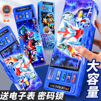 Button deformation China Superman Oven boxes lead pencil case male children pen bag elementary school children kindergarten special suit boys 3D large capacity 1st grade childrens pencil case Man boy cool