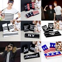 Hairband wrist three-piece set Korean version of boys and girls hand belt sports boys and girls personality street dance headband performance headband