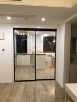 Black narrow frame hanging rail sliding door Fine frame hanging wheel sliding door Nordic style minimalist hanging rail titanium magnesium aluminum alloy door
