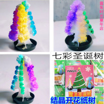 Nostalgic childhood planting magic water growing colorful Christmas tree Peacock open screen Snowflake paper tree flowering crystallization toy