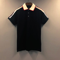 Europe and the United States tide brand flow stripe letters loose short-sleeved lapel t-shirt polo shirt men and women lovers summer new