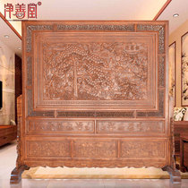 Special price Chinese screen partition porch classical living room bedroom single fan seat screen hotel solid wood carving furniture insert screen