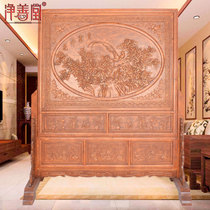 Chinese solid wood home decoration solid wood insert screen camphor wood carving floor screen foyer porch partition seat screen