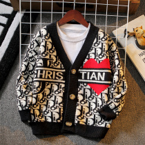 Boy Clothing Boy Cardiovert Sweater Spring Dress 2022 New Children Knit Jacket CUHK Boy Boy Spring Fall