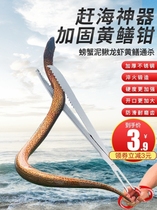 Stainless steel eel fitter control fisher capture mouse calliper bend mouth seafood catch loach pliers lengthened yellow eel clip steel