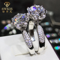 Flower Ring Moissanite Flower Diamond Ring Women 925 Sterling Silver Rose Fountain Petal Simulation Diamond 18K Platinum