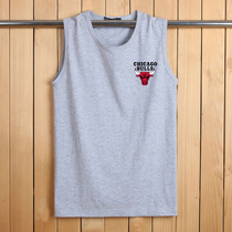 Summer fitness sports cotton vest sleeveless T-shirt loose personality wear hurdles wide shoulder men's large size waistcoat tide