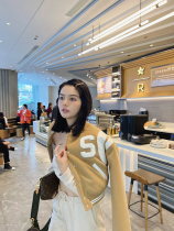 Tang Yuanjia SD khaki baseball uniform women autumn and winter 2021 new cotton padded cotton jacket short casual casual jacket