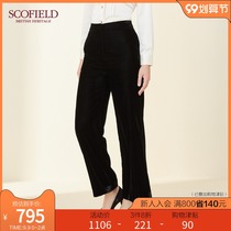 SCOFIELD Womens 21 Autumn New French Velvet Straight Wide Leg Commuter Fashion Suit Pants