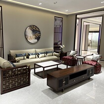 Black gold wood sofa combination modern minimalist light luxury small apartment new Chinese style villa living room model room furniture set