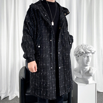 Spring and autumn new mens woolen coat long couples Mens Parker windbreaker jacket jacket Tide brand 2021