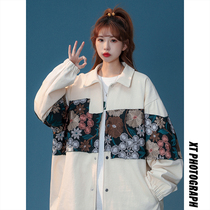 National tide mens design sense lapel jacket jacket spring and autumn fashion brand loose couple casual baseball top