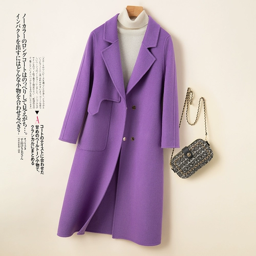 Элитный двусторонний кашемировый демисезонный длинный костюм, шерстяное пальто, коллекция 2023, увеличенная толщина