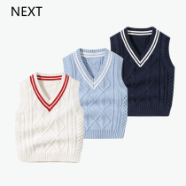 UK NEXT Boy clothing 2021 Chunqiu boy knit waistcoat 100 lap vest baby to wear new foreign air fashion