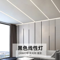 Black line light embedded living room aisle cob linear light pre-buried led ceiling linear light light open card slot