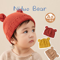 Nido Bear 2021 Baby Hat Infant Spring and Autumn Winter Wool Hat Knitted Hat Men and Women Cute Children Hat