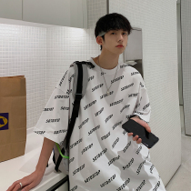Full printing short-sleeved mens Hong Kong style t-shirt ins trend super hot summer net red clothes Trend brand hip-hop loose and wild half sleeve