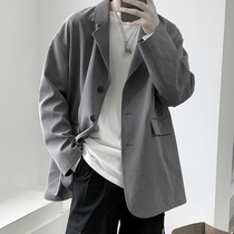 Suit mens autumn Korean version of the trend loose clothes ins Hong Kong style ruffian handsome jacket Spring and autumn trend brand high-end sense suit