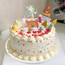 Simulation cake model 2023 new net red cream mounted soft pottery bear custom plastic sample window props