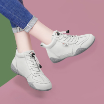 High-top shoes womens spring and autumn all-match leather white shoes 2021 new womens shoes autumn soft-soled womens sports casual shoes