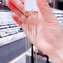 2020 New tide individuality Brief flow Suearline Han version 925 silver needle supersens face slim loving earrings