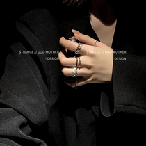 Set combination ring female fashion personality ins cold wind niche design sense Advanced element ring mens tide ring