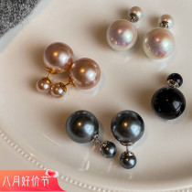 D home ~ S925 silver pin size bifacial black grey pink Bubble Pearl Earnail Female Niche Design Superior Earrings Accessories