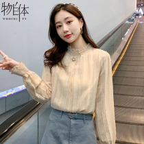 Autumn long sleeve chiffon shirt womens spring and autumn clothes 2021 New chic early autumn coat foreign style bottoming shirt