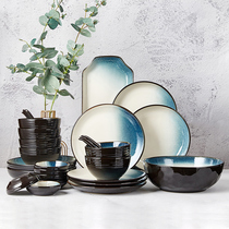 Yuquan Chinese style dishes set home Japanese kiln glaze dishes bowl chopsticks ceramic tableware creative light luxury Nordic