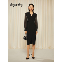 (Tribute to the Classic) SongofSong song song 2022 early fall three acetate black suit stud bead dress