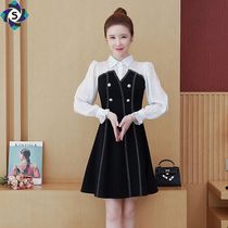 Cure machine dress large size slimming womens autumn high waist cover meat fat man skirt lace jacquard splicing shirt skirt