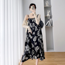 Pregnancy Woman Dress Summer Dress New Dress Fashion Temperament Superior Large Code Harnesses Long Skirt Tide Moms Korean Version Summer Dress Dress