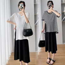 Pregnancy Woman Dress Summer Dress New Long Dress Net Red Knit Ice Silk Pendant With Skirt Two Suits Advanced Sensary Summer Dress Dress