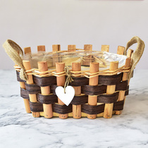 diy flower basket European pastoral rattan knitting machine desktop storage flower basket ornaments creative personality green plant multi-meat flower pot