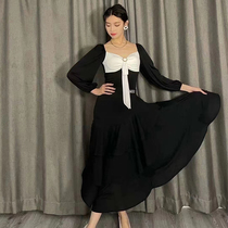 Miudances new dance dress jumpsuit top with chest cushion multi-layer skirt skirt modern dress class dress performance uniform