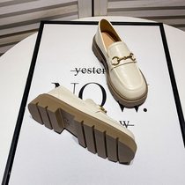 Uncle Jian Minor Leather Shoes female Inn Wind New 100 Lap Thick Sole Lefu Shoes Summer Soft Leather Retro Single Shoes