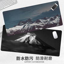 Tidal Black Snowpeak Mountain Bifacial PU Huge Table Mat Waterproof Anti-Oil Wear Resistant Student Writing Desk Cushion Home Office Dorm Leather Desk Cushion Notebook Brief Care Wrist Custom Mouse Keyboard Mat