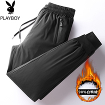 Playboy smooth winter thick down pants men wear 2021 New Fashion white duck down warm cotton pants