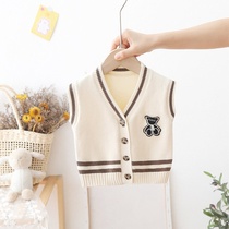 Spring and Autumn Boys Baby Vest V collar 2 outside wearing gas baby sweater 1 year old boy knitting small vest 3