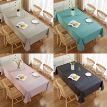 Solid color waterproof tablecloth PVC imitation cotton linen waterproof and oil-proof disposable plastic tablecloth coffee table mat ins style custom