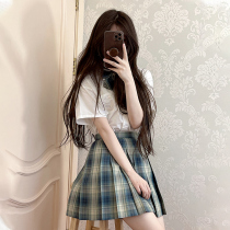 (Ice cream and Whale) (Blue Luan Laiyin)Original JK uniform green grid skirt (issued within 7 days)