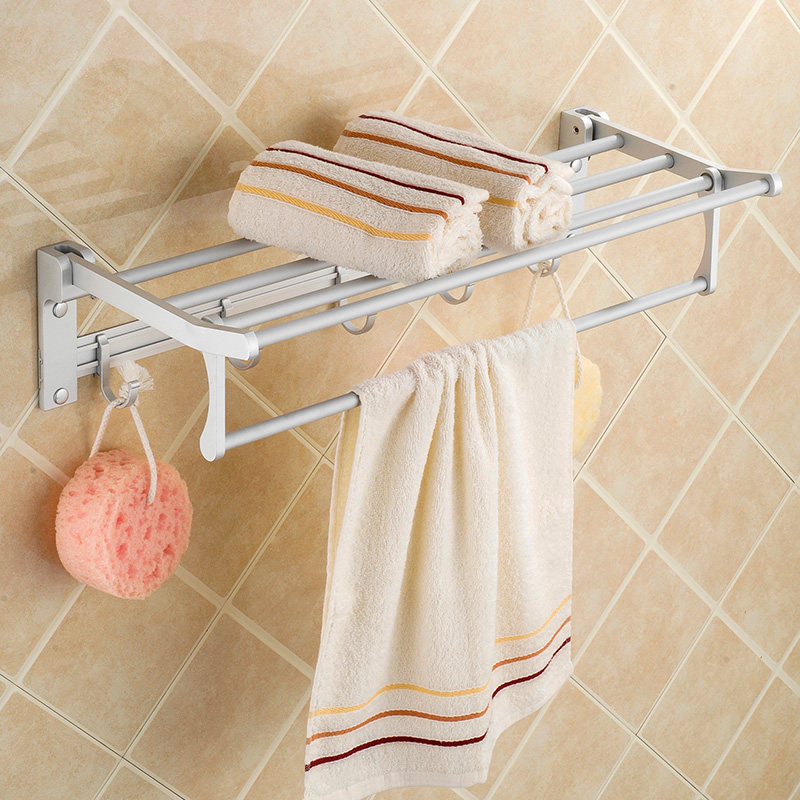 Cadbury space aluminium towel rack bathroom toilet folding towel rack with five movable hooks bathroom accessories
