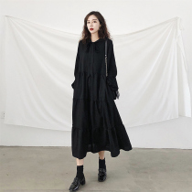 Late pregnancy little black dress foreign style pregnant women tide 2021 autumn loose hot mother Heben style pregnant woman dress