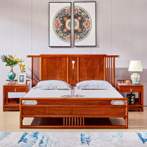 New Chinese Red Wood Bed 1 8 m Solid Wood Double Man Bed Flowers Pear Wood Large Bed Main Sleeper Hedgehog Purple Sandalwood New Chinese Wedding Bed