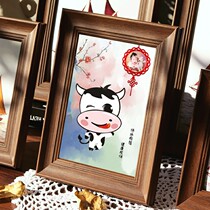 Baby Zodiac fetal hair painting fetal hair souvenir making cow baby hand diy make your own set Boy