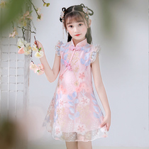 Hanfu girls summer childrens costume summer Chinese style thin Tang suit little girl Super fairy baby ancient cheongsam